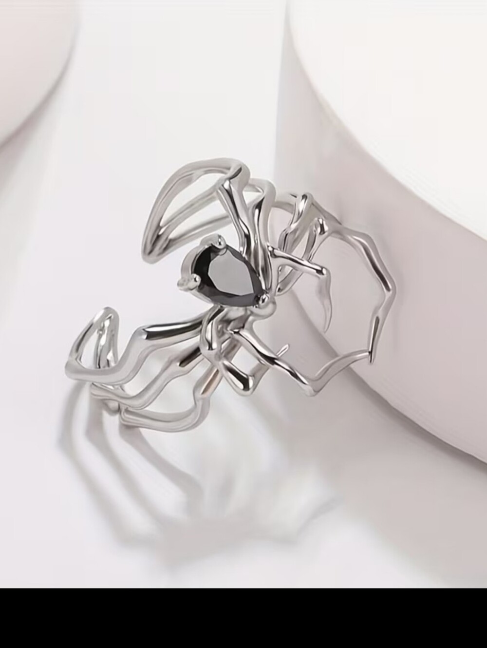Onyx Spider On Silver Both Faux But, You Wouldn't Know!